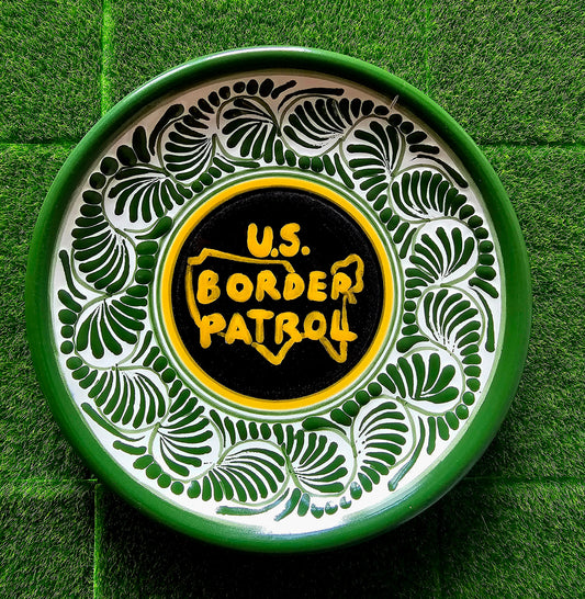 Talavera decorative plate with U.S. Border Patrol Logo